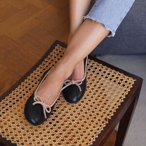 NEW Rosae Paris Black Flats with Beige Bow, 39